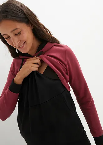 Těhotenské/kojicí šaty • černo-rododendronově červená • bonprix obchod