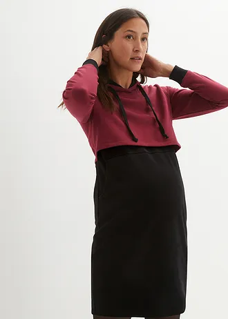 Těhotenské/kojicí šaty • černo-rododendronově červená • bonprix obchod