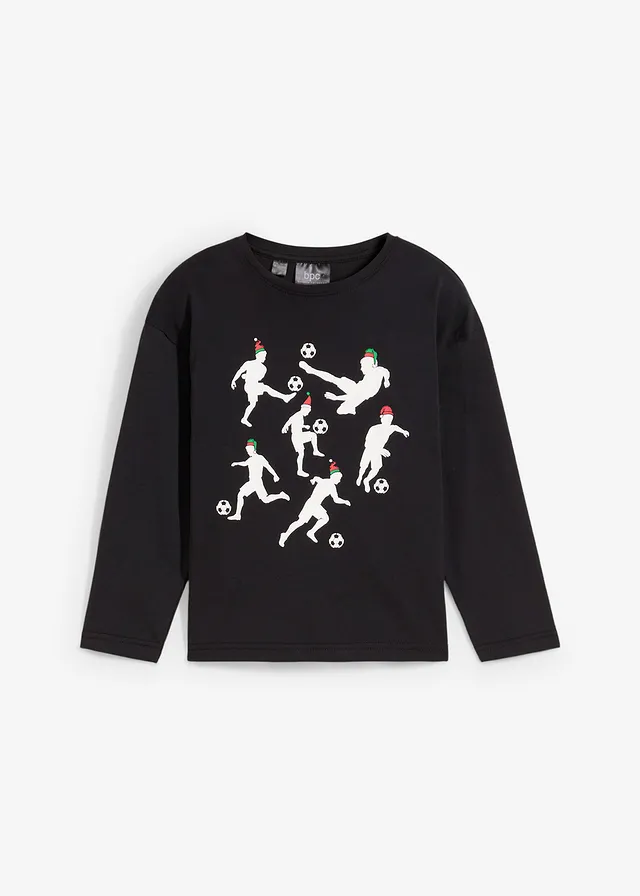 Chlapčenské tričko s dlhým rukávom a vianočným motívom, z bio bavlny