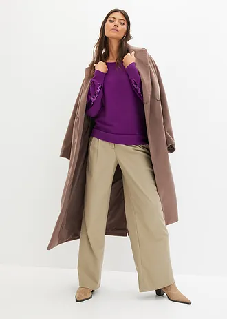 Pulover din tricot fin, cu paiete • lila vioriu • magazin bonprix