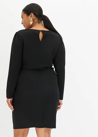 Žerzejové šaty, barva: černá /stříbrná