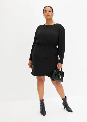 Žerzejové šaty, barva: černá /stříbrná