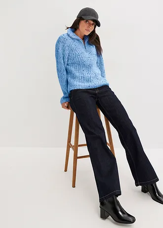 Schipperstrui met oversized schouders, Kleur: briljantblauw-wolwit-donkerblauw gemêleerd