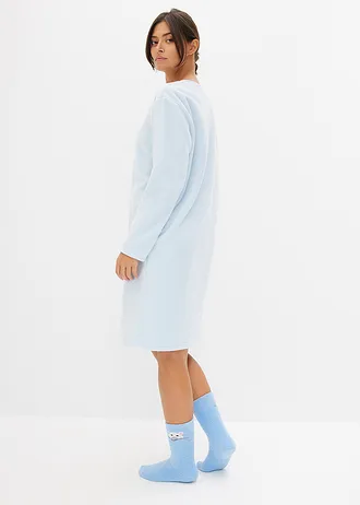 Cămaşă de noapte din fleece cu aplicație deco • albastru pudrat • magazin bonprix