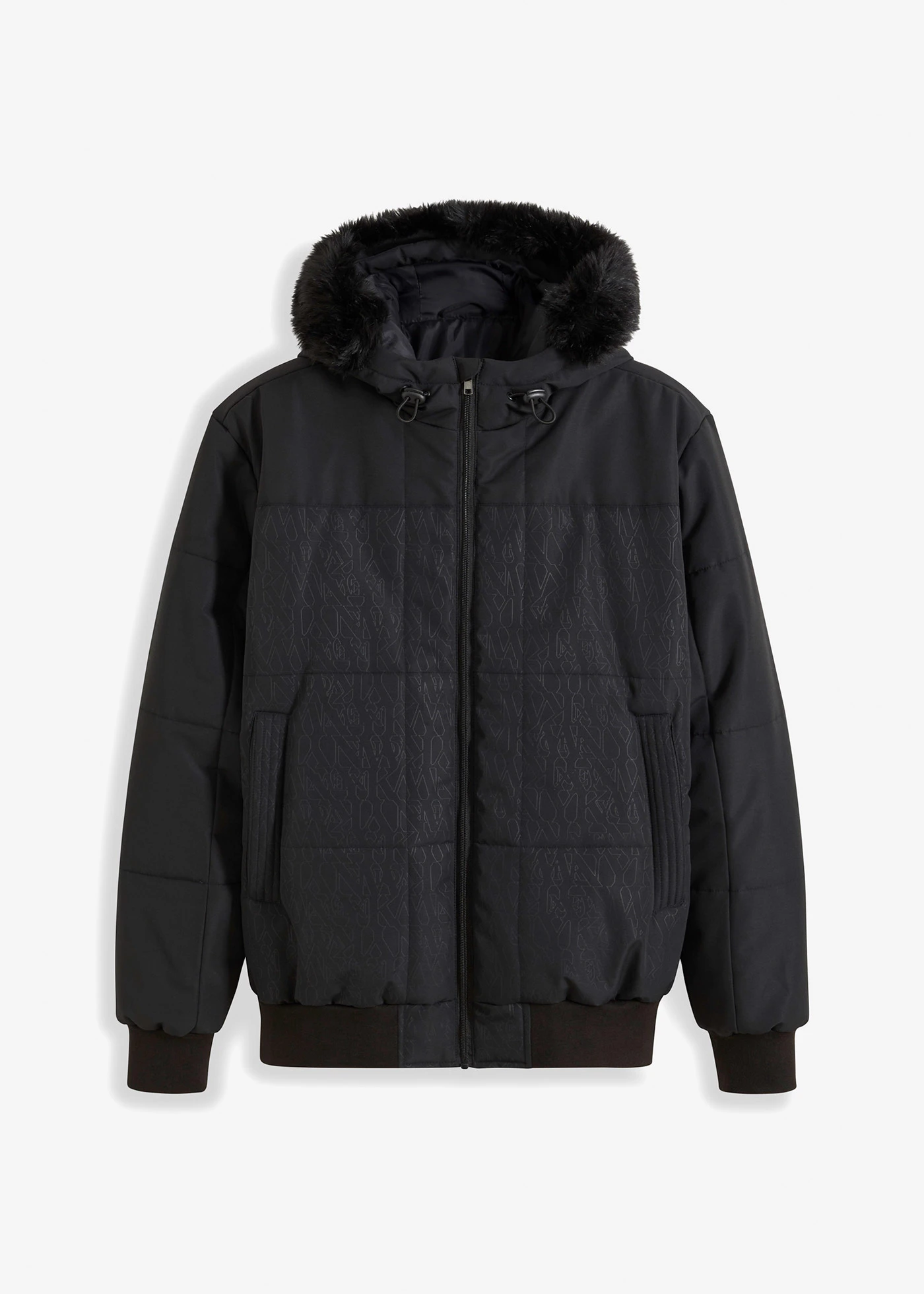 Doudoune courte à capuche avec bordure sherpa • noir • Boutique bonprix