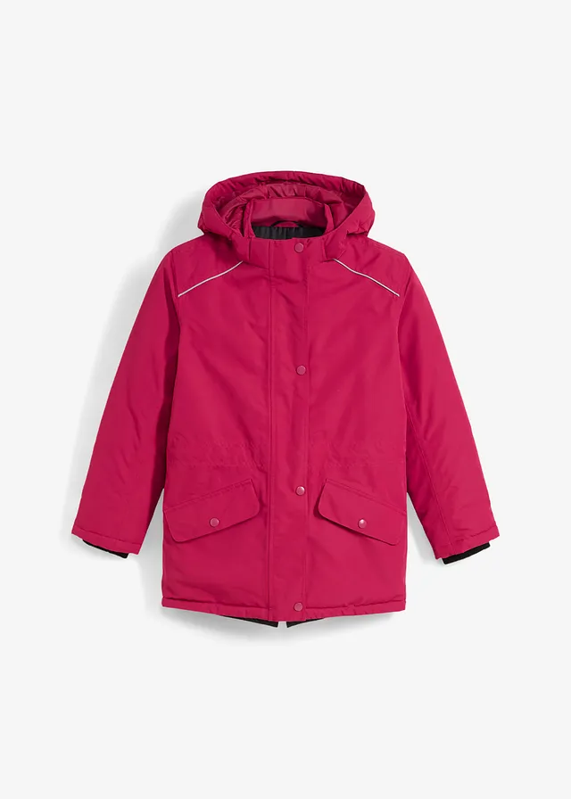 Meisjes ski-jas, Kleur: bessenrood-zwart