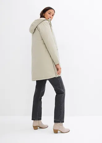 Parka d’hiver rembourrée à capuche doublée sherpa • roseau mat • Boutique bonprix