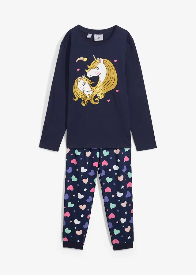Pyjama 100% coton (ens. 2 pces), Couleur: bleu foncé imprimé