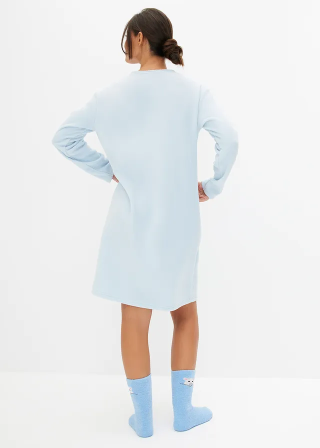 Chemise de nuit en polaire avec application • bleu poudré • product-page.page-title-suffix