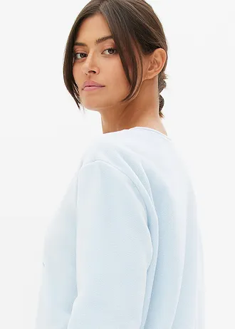 Fleece nachthemd met applicatie, Kleur: poederblauw