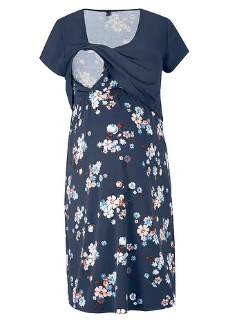 Rochie de gravide și de alăptare 2 în 1 din jerse de viscoză • bleumarin floral • magazin bonprix