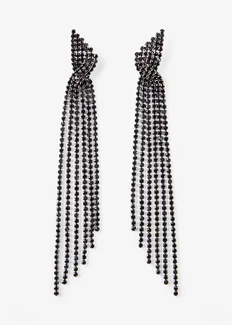 Náušnice, barva: stříbrno-černá