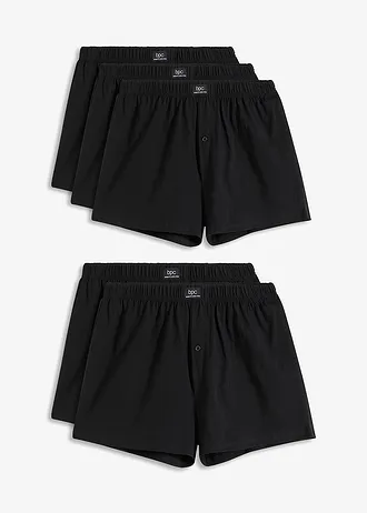 Wijde jersey boxershort (set van 5), Kleur: zwart
