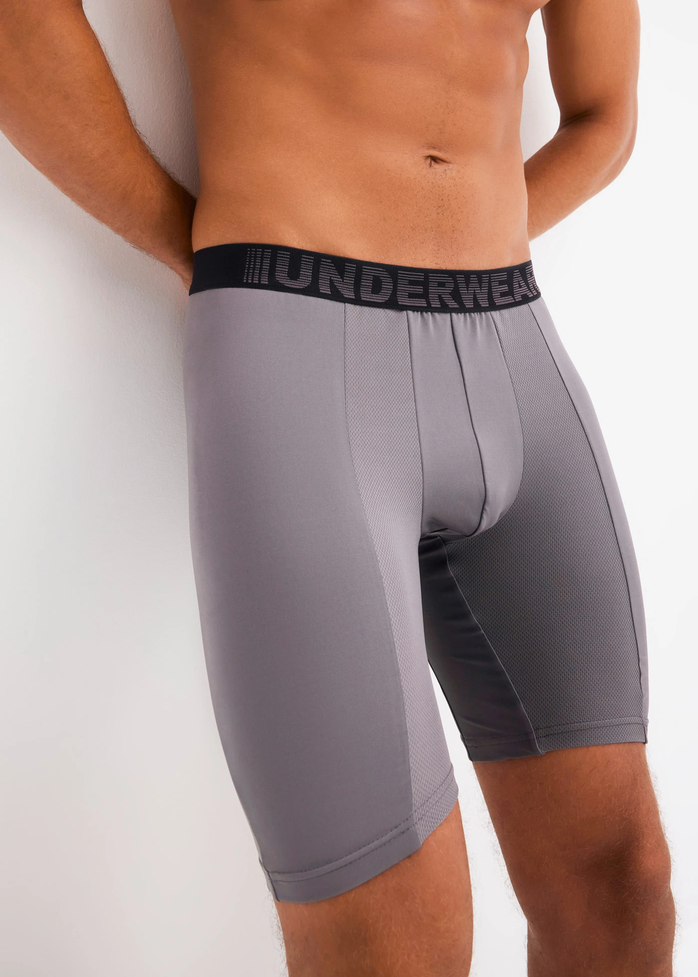 Strakke lange boxer (set van 2) • rookgrijs+zwart • bonprix online shop