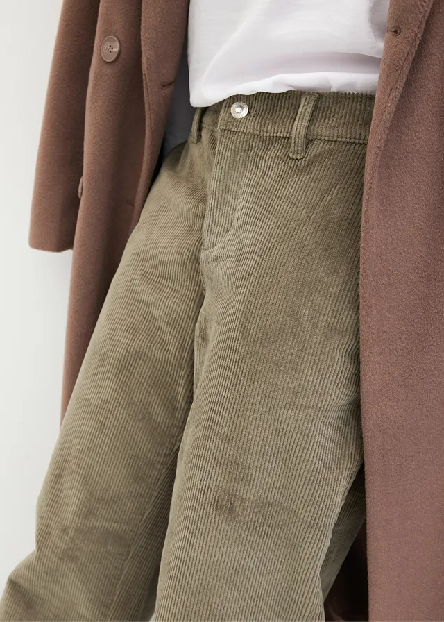 Wijde corduroy broek • rookolijfgroen • product-page.page-title-suffix