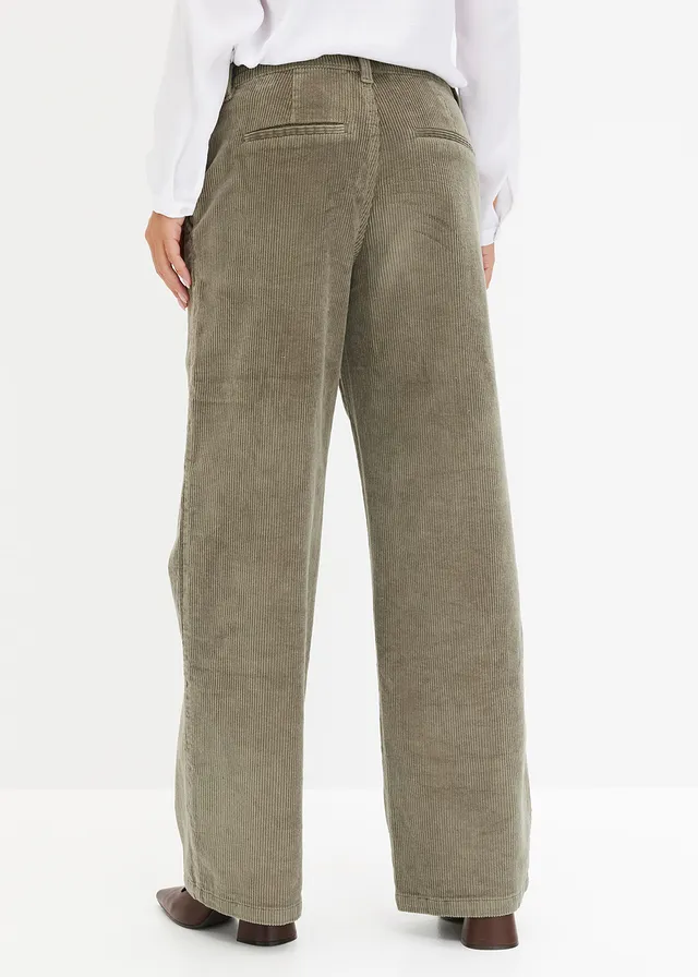 Wijde corduroy broek • rookolijfgroen • product-page.page-title-suffix