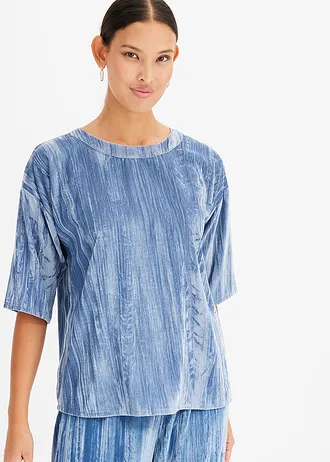 Luźniejszy shirt z aksamitu • niebieski dymny • bonprix obchod