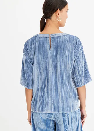 Luźniejszy shirt z aksamitu • niebieski dymny • bonprix obchod