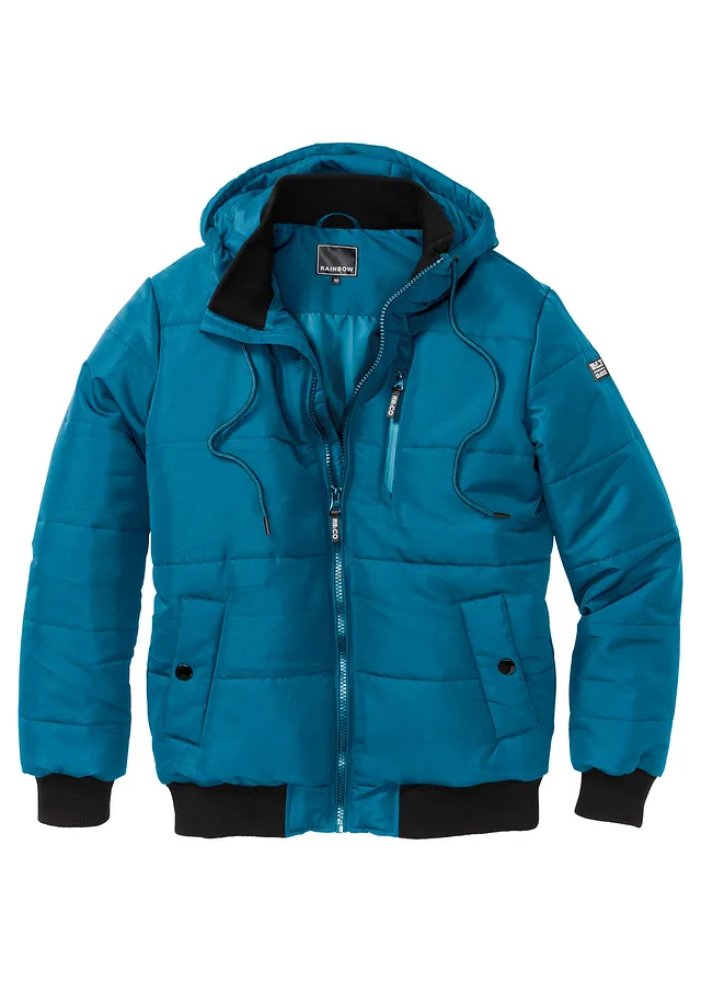 Blouson d’hiver matelassé à capuche • pétrole • Boutique bonprix