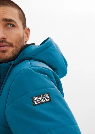 Gewatteerde winterjas in bomberstijl met capuchon • blauwpetrol • bonprix online shop