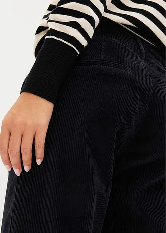 Pantalon large en velours côtelé • noir • Boutique bonprix