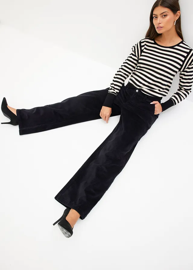Wijde corduroy broek • zwart • product-page.page-title-suffix