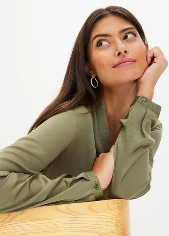 Satijnen blouse • olijfgroen • bonprix online shop
