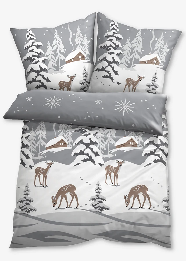 Parure de lit en flanelle • gris • Boutique bonprix