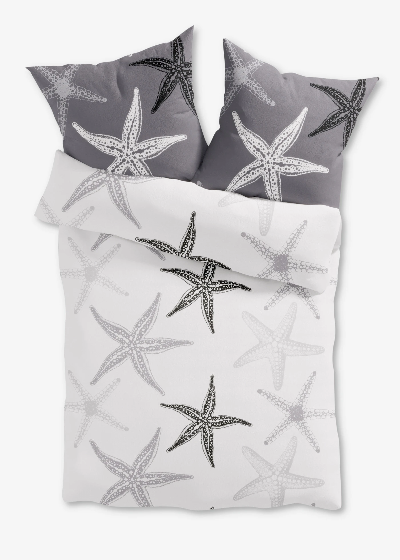 Lenjerie de pat din mix de bumbac • alb/gri • magazin bonprix