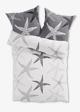 Lenjerie de pat din material cu bumbac • alb/gri • magazin bonprix