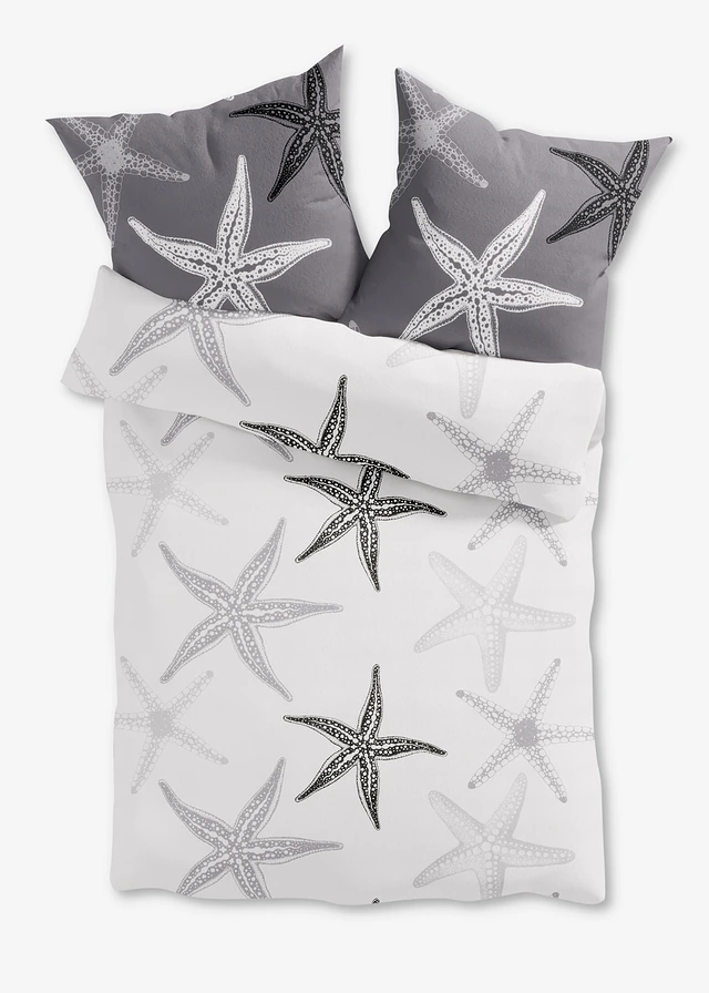 Lenjerie de pat din material cu bumbac • alb/gri • magazin bonprix