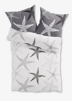 Lenjerie de pat din mix de bumbac • alb/gri • magazin bonprix