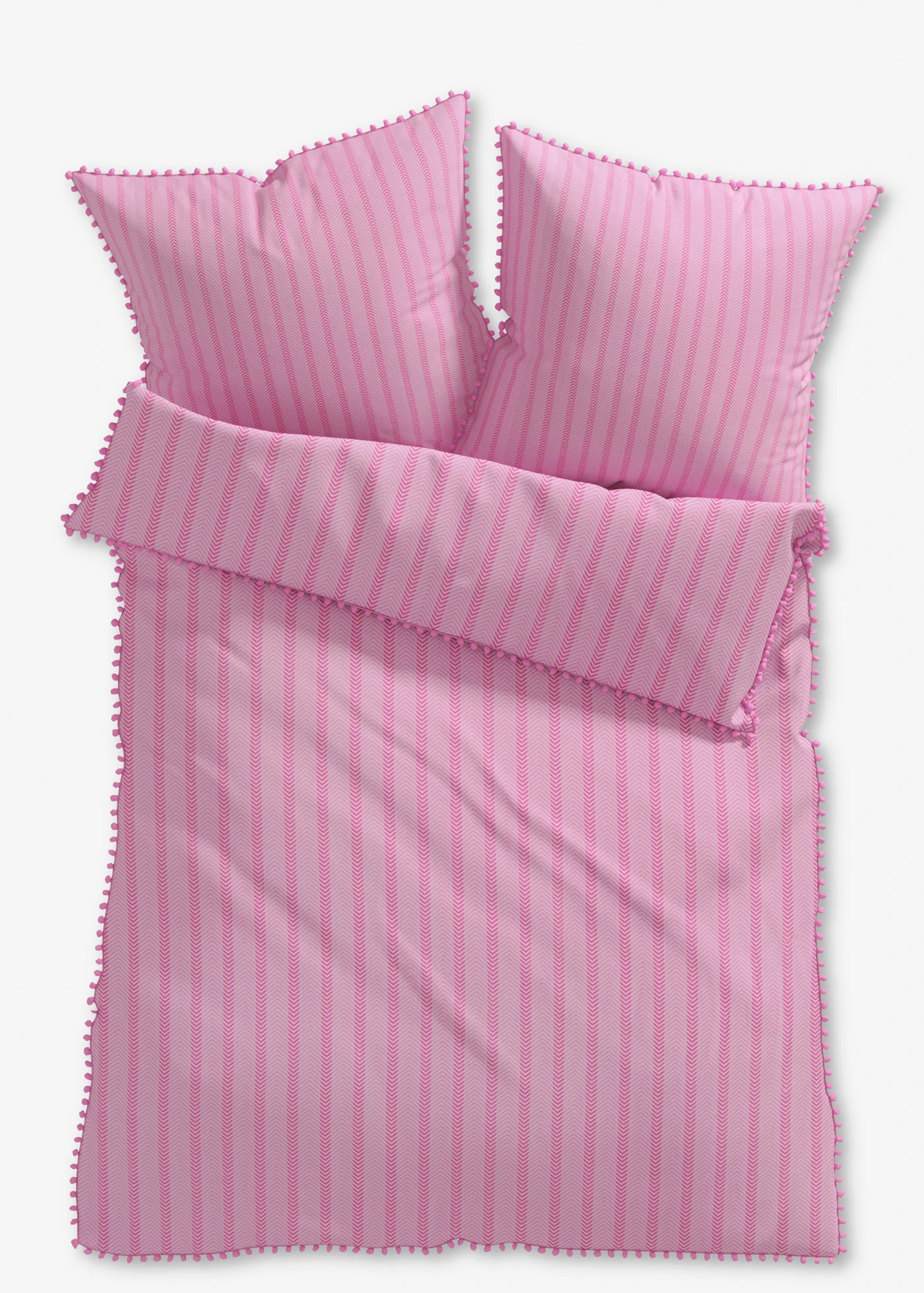 Dekbedovertrek met pompons • roze-wit • bonprix online shop