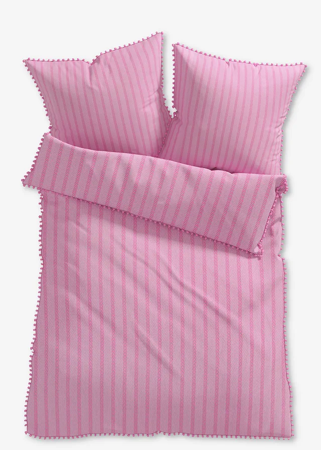 Dekbedovertrek met pompons • roze-wit • bonprix online shop