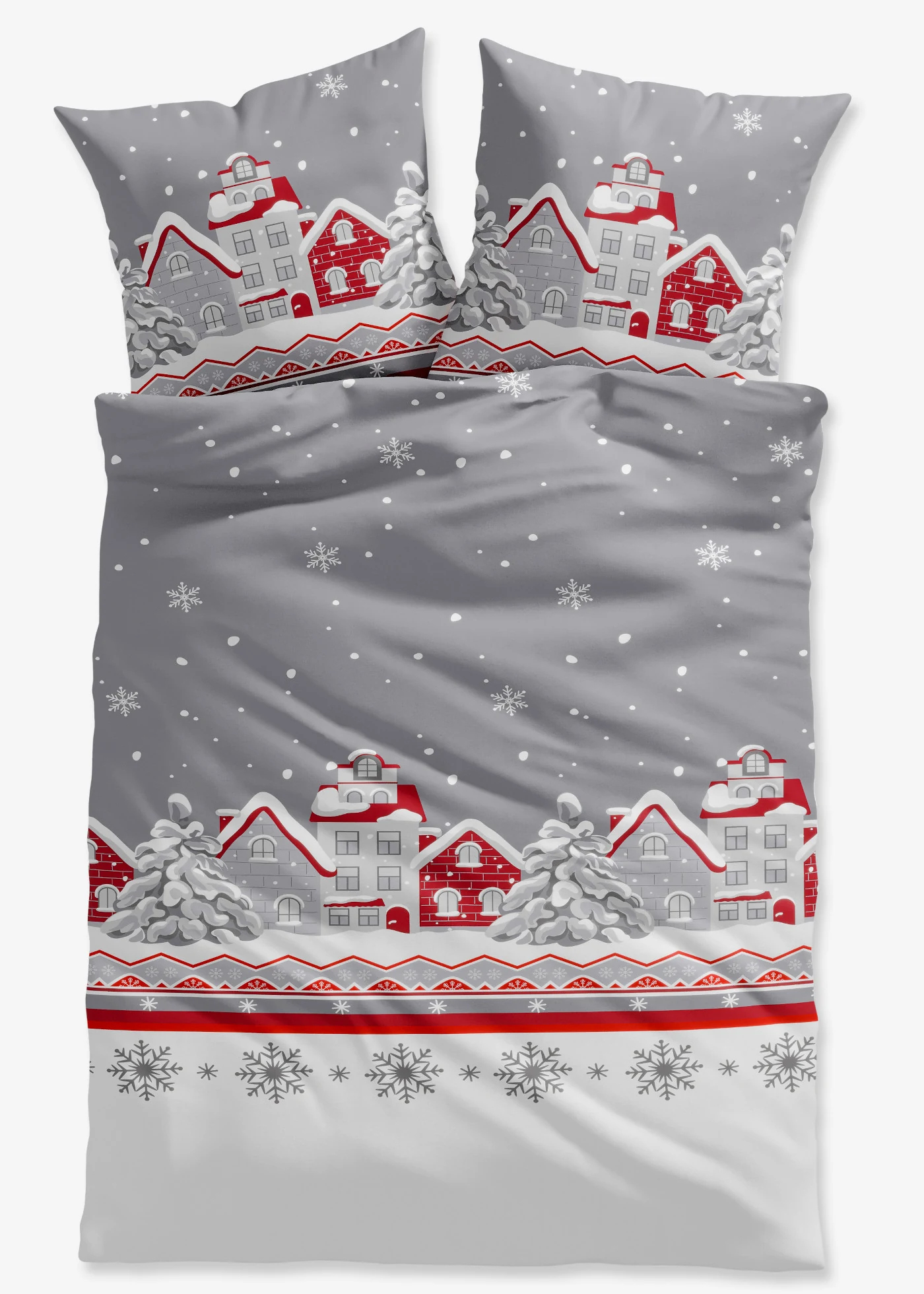Flanellen dekbedovertrek • grijs - rood • bonprix online shop