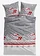 Parure de lit en flanelle, Couleur: gris / rouge