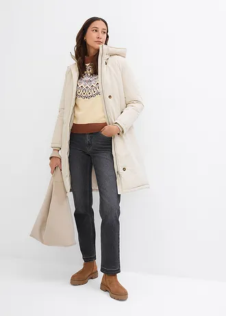 Lange winterjas met teddy • kiezelgrijs • bonprix online shop