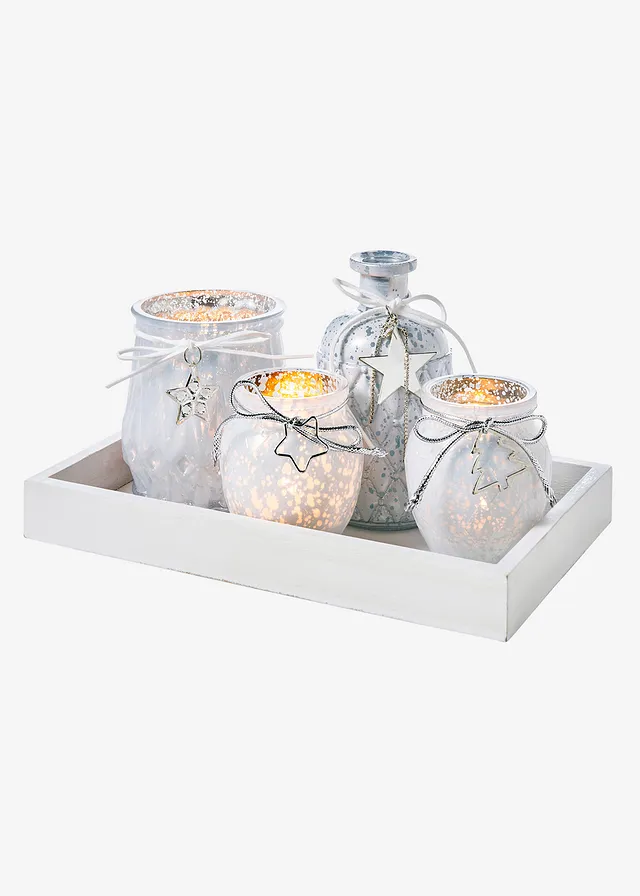 Podnos na sviečky s vázou a svietnikmi