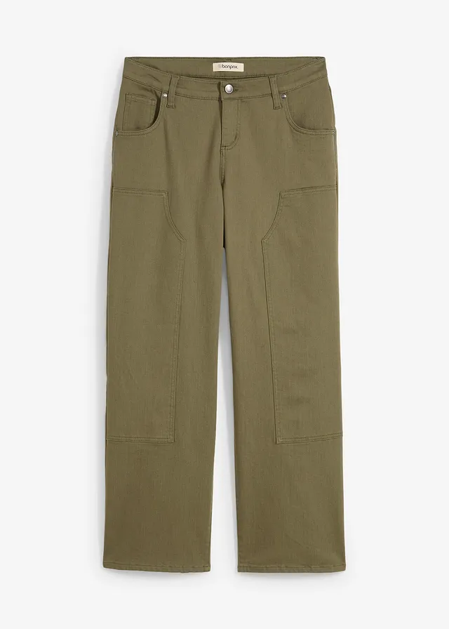 Pantaloni din twill, din amestec elastic cu bumbac