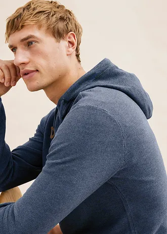 Zachte gebreide hoodie • blauw gemêleerd • bonprix online shop