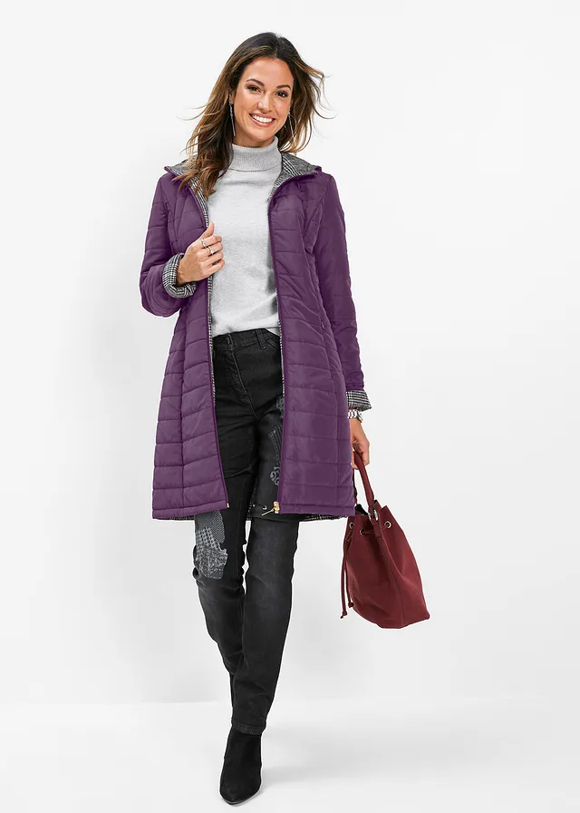 Manteau matelassé réversible, Couleur: violet foncé