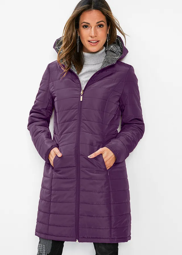 Manteau matelassé réversible, Couleur: violet foncé