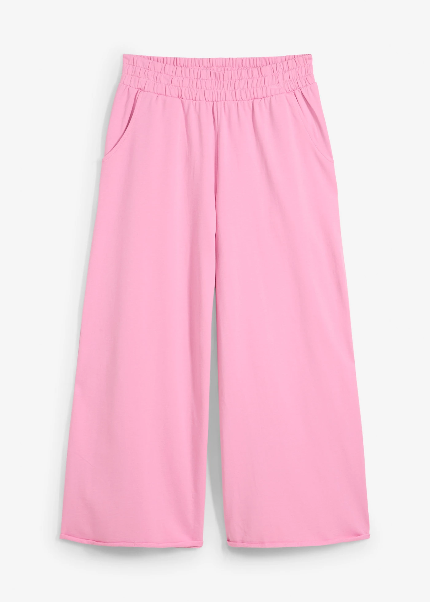 Široké teplákové kalhoty z organické bavlny, 7/8 délka • jemně pink • bonprix obchod