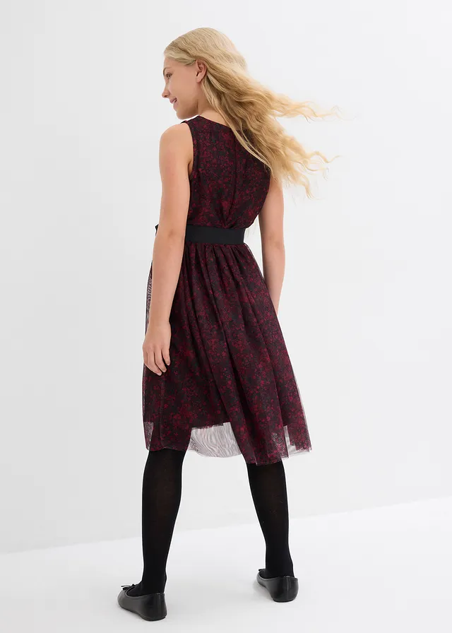 Feestelijke meisjes jurk, Kleur: zwart gebloemd