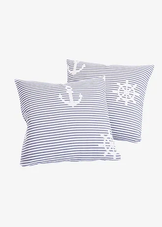 Lot de 2 housses de coussin motif marin