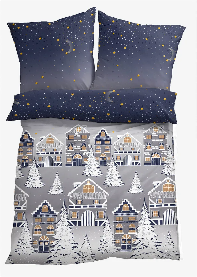 Dekbedovertrek met wintermotieven • blauw • bonprix online shop