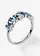 Prsten s rafinovanými křišťálovými kameny ze skla, barva: stříbrné tóny, rhodinované/modrá