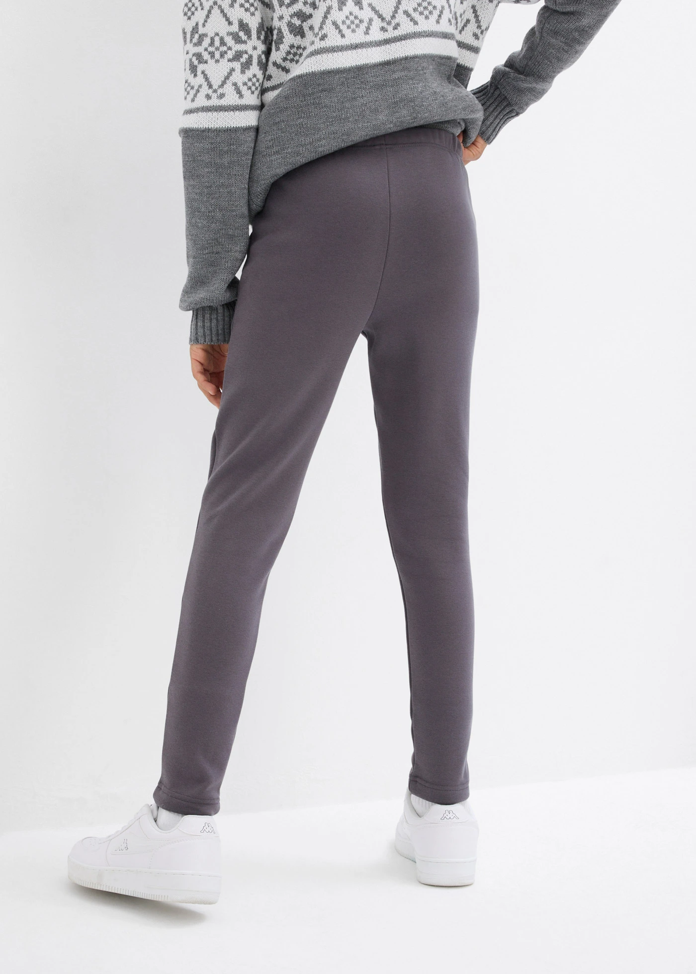 Lot de 2 leggings thermiques avec doublure en polaire douce • noir + gris ardoise • Boutique bonprix