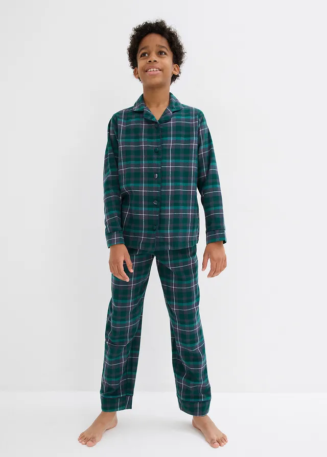 Kinderen pyjama van flanel (2-dlg. set), Kleur: bosgroen geruit