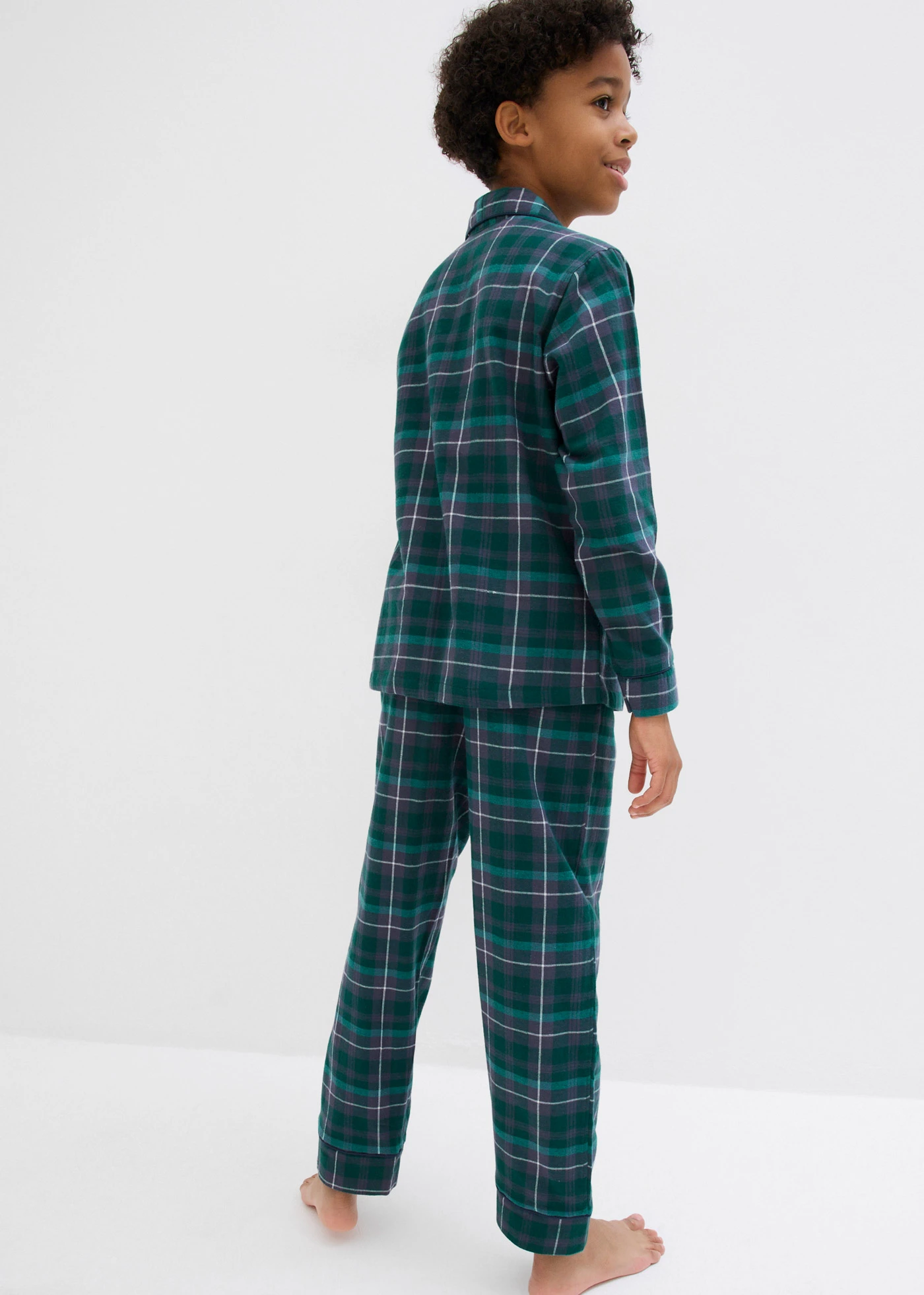Pijama pentru copii, din flanel țesut (2piese) • verde forestier cadrilat • magazin bonprix